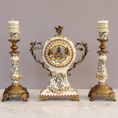 欧式 合金陶瓷台钟座钟蜡烛台 别墅样板房美式 客厅玄关装 饰品摆件