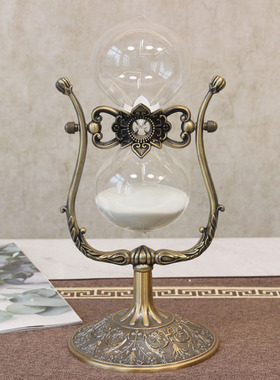 酒柜玄关客厅合金装饰工艺礼品摆饰 美式覆古创意摆件 金属沙漏礼