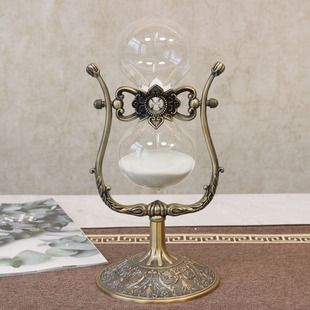 酒柜玄关客厅合金装 美式 复古创意摆件 金属沙漏礼品 饰工艺品