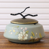 茶几装 美式 复古带盖烟灰缸 欧式 饰工艺摆设品创意摆件 陶瓷烟灰缸