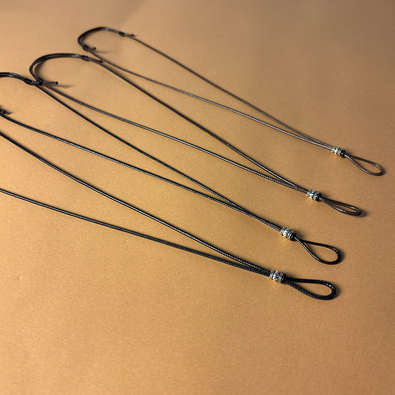 平安扣挂绳挂脖可调节吊坠绳蜡绳皮绳藏银圆点鼓珠手工编织项链绳