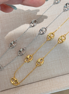 简约时尚精致气质百搭猪鼻子项链配饰女夏季轻奢小众高级感锁骨链