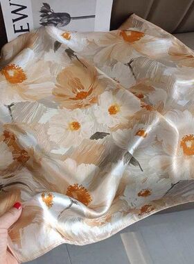 新款女真丝70方巾腰果花显白丝巾领巾衬衫披肩发带系腰带围巾