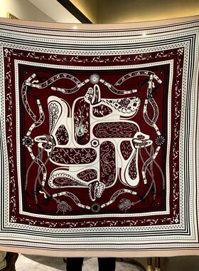 马年红亚马逊庆典双面同色真丝羊毛大方巾秋冬保暖丝毛围巾披肩