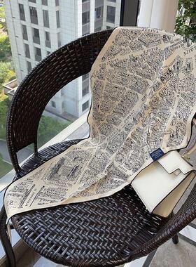 服装配饰丝巾百搭黑色毛衣时尚小围巾领巾头巾欧美风菱形巾斜纹绸