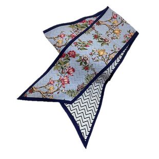 春季真丝丝巾细长条桑蚕丝领巾缎面双层百搭飘带围巾