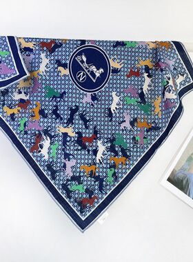 时尚复古马年秋冬新款围巾真丝羊毛方巾气质百搭保暖丝毛围巾披肩