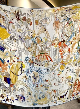 埃米尔奇幻之夜双面同色真丝羊毛大方巾秋冬保暖丝毛围巾空调