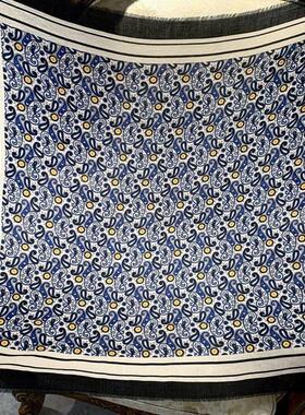 气质蓝色腰果高端水溶羊毛披肩戒指绒柔软保暖送礼围巾大方巾女薄