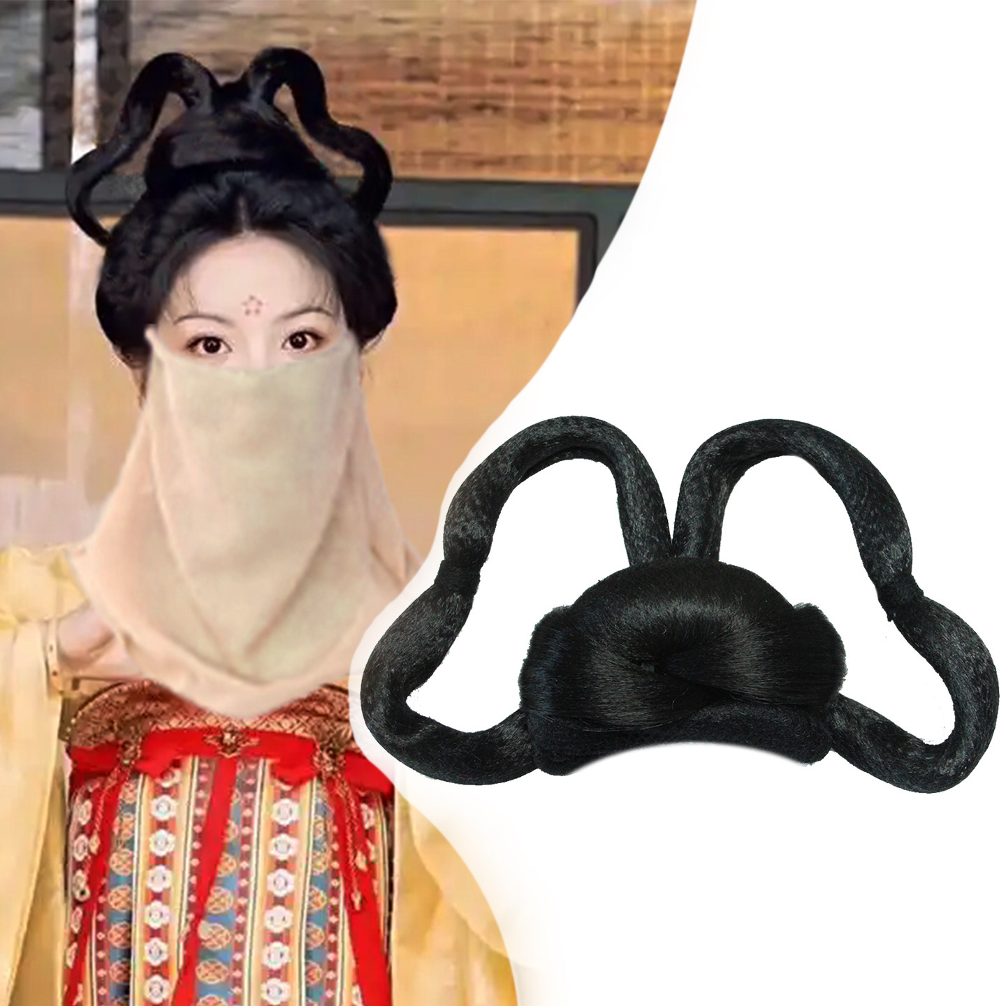 古风发髻子夜归少女武祯双环假发包公主敦煌飞天汉服头饰古装发包