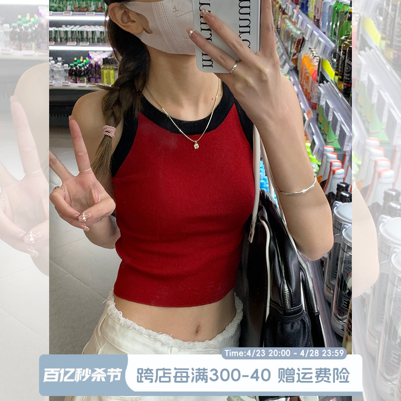 针织吊带背心女