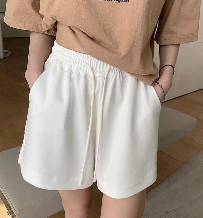 夏季空气层开叉运动短裤女高腰小个子宽松显瘦休闲A字阔腿热裤薄