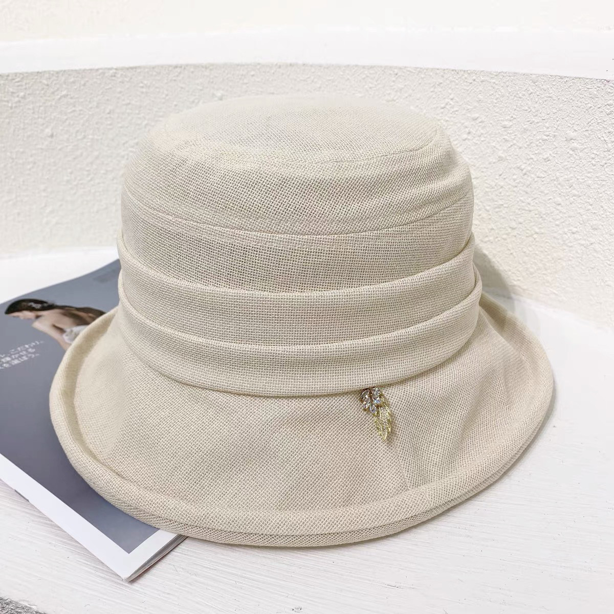 日本和纸渔夫帽女春季遮阳帽防紫外线防晒帽2024年太阳帽子夏百搭