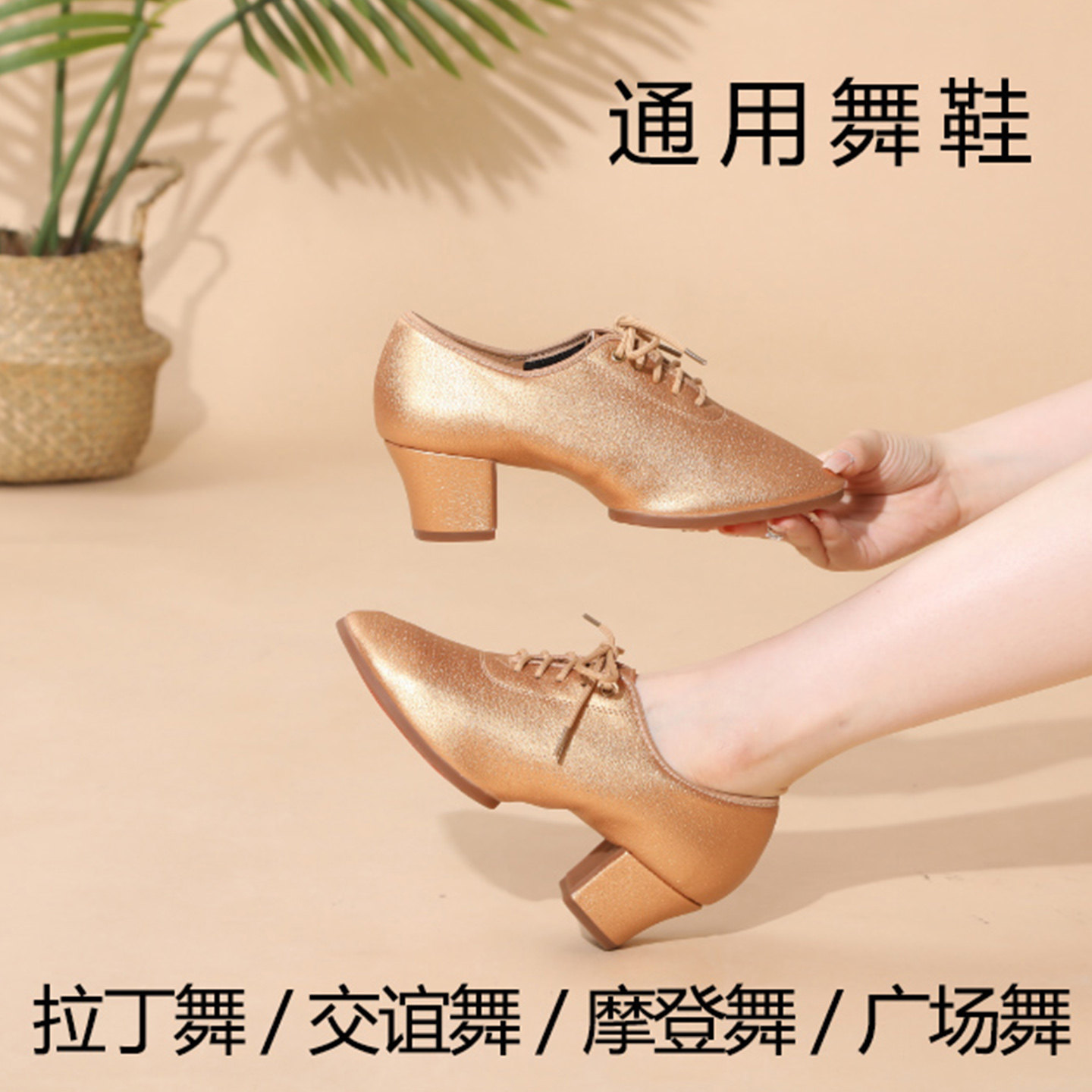 专业女成人中跟软底拉丁舞鞋