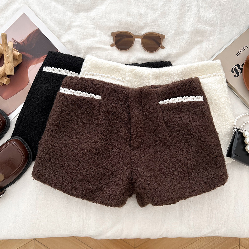 复古气质百搭羊羔毛高腰显瘦短裤阔腿裤休闲裤靴裤打底裤女秋冬,女装/女士精品,休闲裤,淘宝优惠券,粉丝福利购,淘宝优惠卷