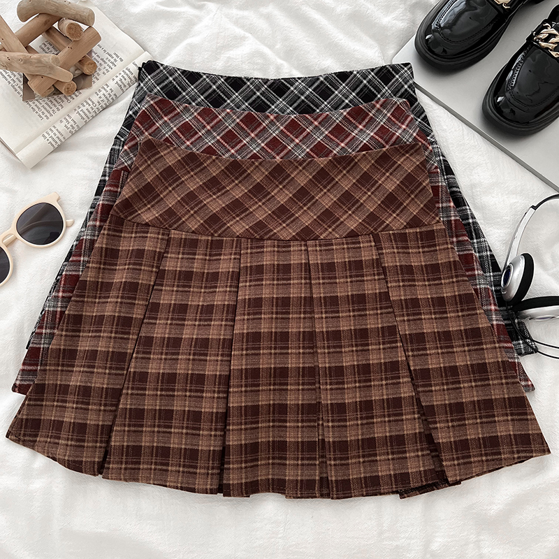 毛呢半身裙防走光短裙a字裙