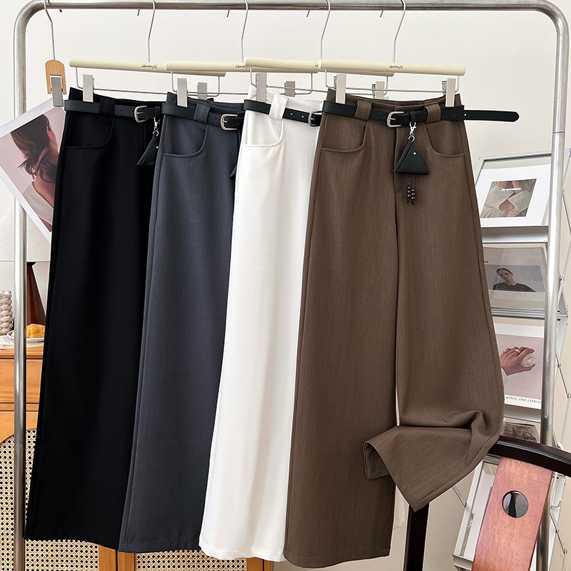 韩版时尚休闲百搭高腰显瘦西装阔腿裤休闲裤直筒裤长裤配皮带女,女装/女士精品,休闲裤,淘宝优惠券,粉丝福利购,淘宝优惠卷