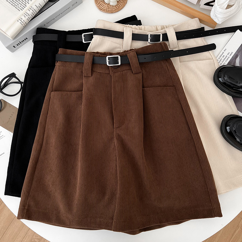 复古时尚百搭灯芯绒高腰显瘦五分短裤阔腿裤休闲裤靴裤女秋冬新款,女装/女士精品,休闲裤,淘宝优惠券,粉丝福利购,淘宝优惠卷