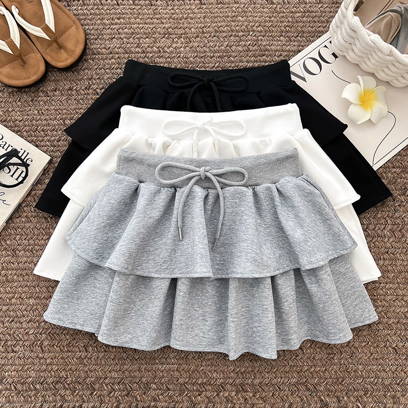 荷叶边半身裙防走光短裙蓬蓬裙