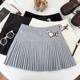 韩版 学院风刺绣小狗高腰毛呢半身裙百褶裙防走光短裙a字裙女秋冬