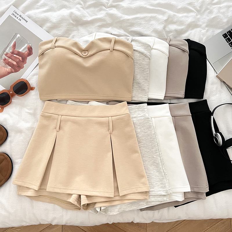 抹胸背心上衣半身裙短裙两件套