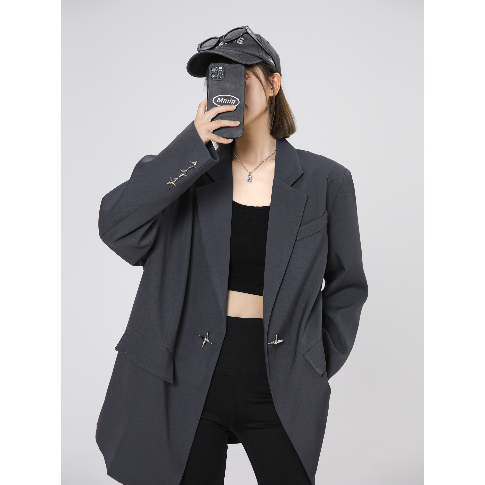 【女装类目】直播款四芒星别针小西装男女宽松西服外套F186-P95,男装西服套装,电商A152
