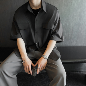 直播款短袖衬衫男潮流休闲衬衣男宽松港风外套大码CS205-P48控68