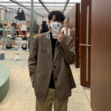 西服外套男秋休闲宽松oversize痞帅ins港风上衣小西装F118-P95，男装西服套装，电商A152