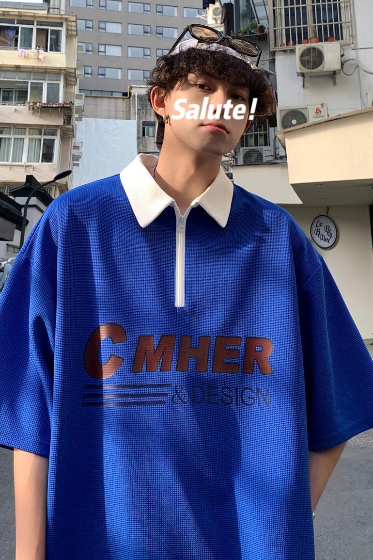 翻领polo衫短袖T恤男生夏季美式复古ins纯白半袖体恤PL03-P45,男装T恤,电商A152