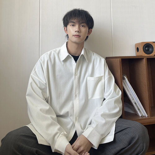 dk制服男长袖衬衫痞帅春港风内搭白色衬衣休闲外套潮CS71-特P40