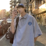 短袖t恤男大码夏季2025新款港风潮牌日系翻领polo衫半袖PL02-P45，男装T恤，电商A152