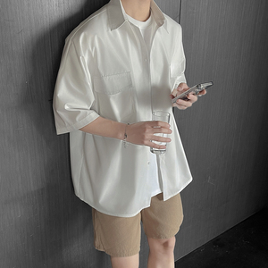现货直播款 夏季男士短袖衬衫韩版港风大码衬衣免烫CS205-P48控68图片