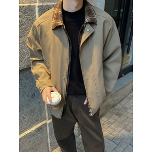 假两件飞行夹克男美拉德穿搭格纹拼接棒球服大码F326-P98128图片