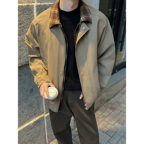 假两件飞行夹克男美拉德穿搭格纹拼接棒球服大码F326-P98控价128