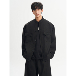 春秋痞帅立领毛呢夹克男宽松高级感风衣外套男潮F635-P95，男装夹克，电商A152