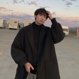 毛呢大衣男中长款ins港风加厚风衣秋冬oversize呢子外套F266-P108，男装风衣，电商A152