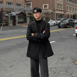 韩版高级感小西装外套黑色oversize痞帅潮男士休闲西服F523-P95，男装西服套装，电商A152