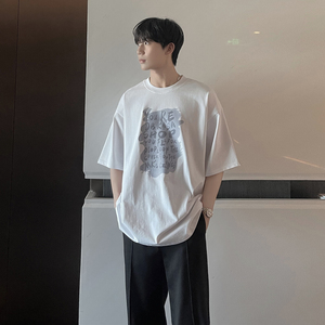 TX33-特P25控38 2025夏季新款韩版宽松圆领短袖t恤印花T恤潮流图片