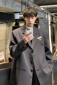 秋大码设计感西装男士外套痞帅高级oversize休闲宽松西服F107-P95图片