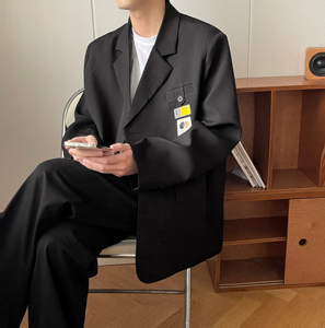 抖音品质直播款男生休闲宽松垫肩小西装外套XF133-P95