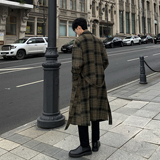 直播品质高级感男生中长款毛呢大衣格子风衣加厚韩版F363-P148，男装风衣，电商A152