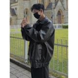 机车风皮夹克男ins港风宽松皮衣服秋季潮牌高街外套大码PY15-P105，男装夹克，电商A152