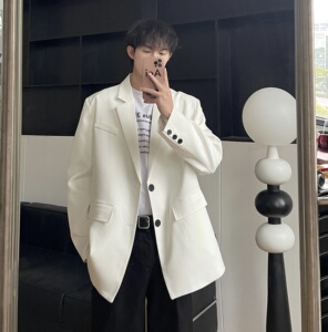 白色外套高级感炸街西装男oversize港风休闲小西服大码XF130-P95图片