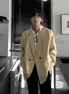 黑色垫肩西装外套男秋冬韩系穿搭痞帅高级感男装西服F503-P95