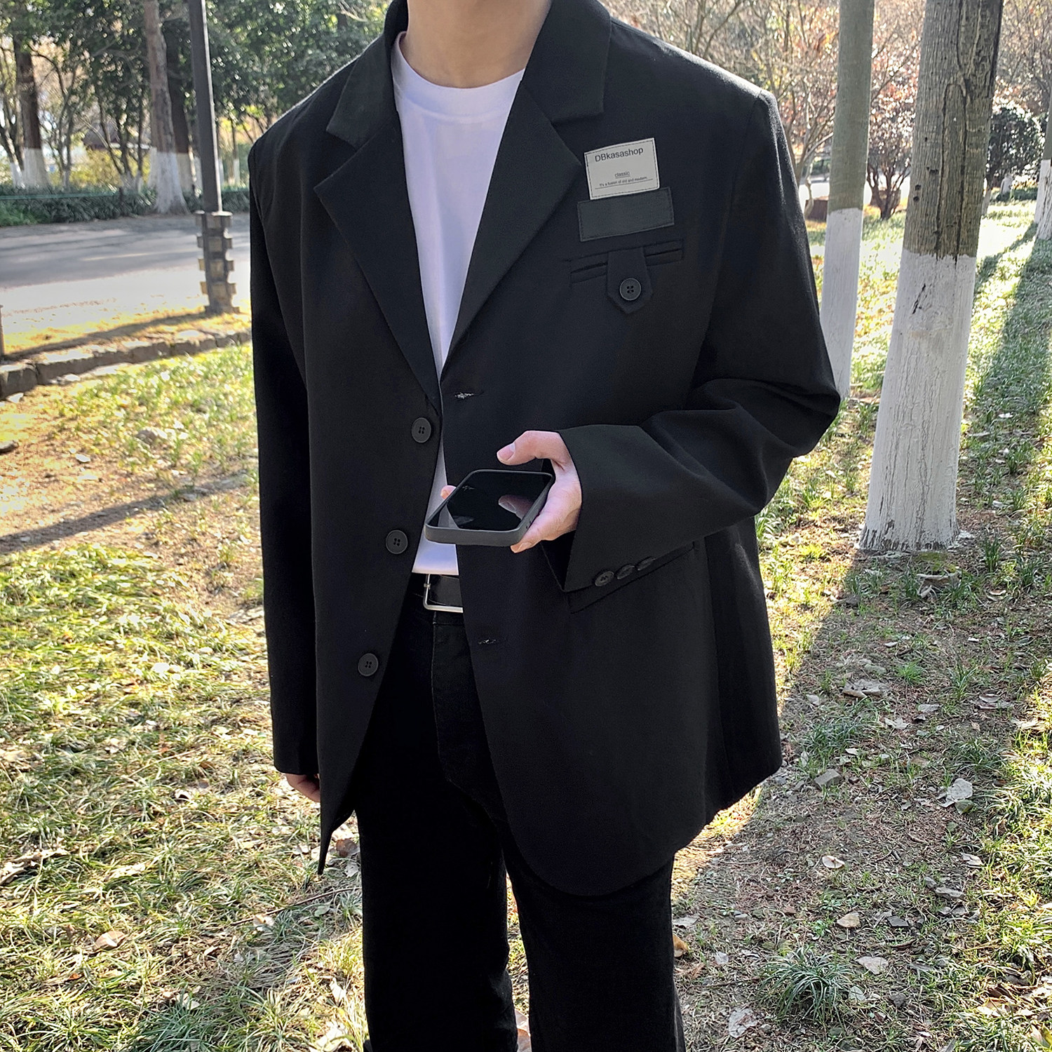 休闲西装外套男春秋季宽松上衣韩版男士套装雅痞帅小西服F501-P95图片