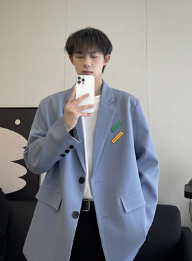 春秋季新款韩版小西装外套黑色oversize潮男士休闲西服XF132-P95