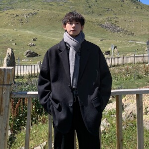 毛呢外套男短款秋冬ins港风大码宽松加厚西装呢子大衣男F216-P108，男装西服套装，电商A152