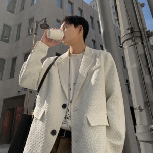 直播款 2025秋冬小香风男生小西装男韩版宽松垫肩西服 M-5XL图片