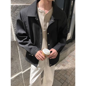 高级感翻领夹克外套男韩版西装美式短款休闲风衣F328-P98128图片