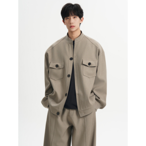 春秋痞帅立领毛呢夹克男宽松高级感风衣外套男潮F635-P95，男装夹克，电商A152